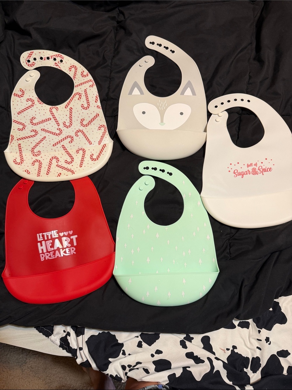 cloud island Silicone Bib Set - Red, Mint, Cream, White